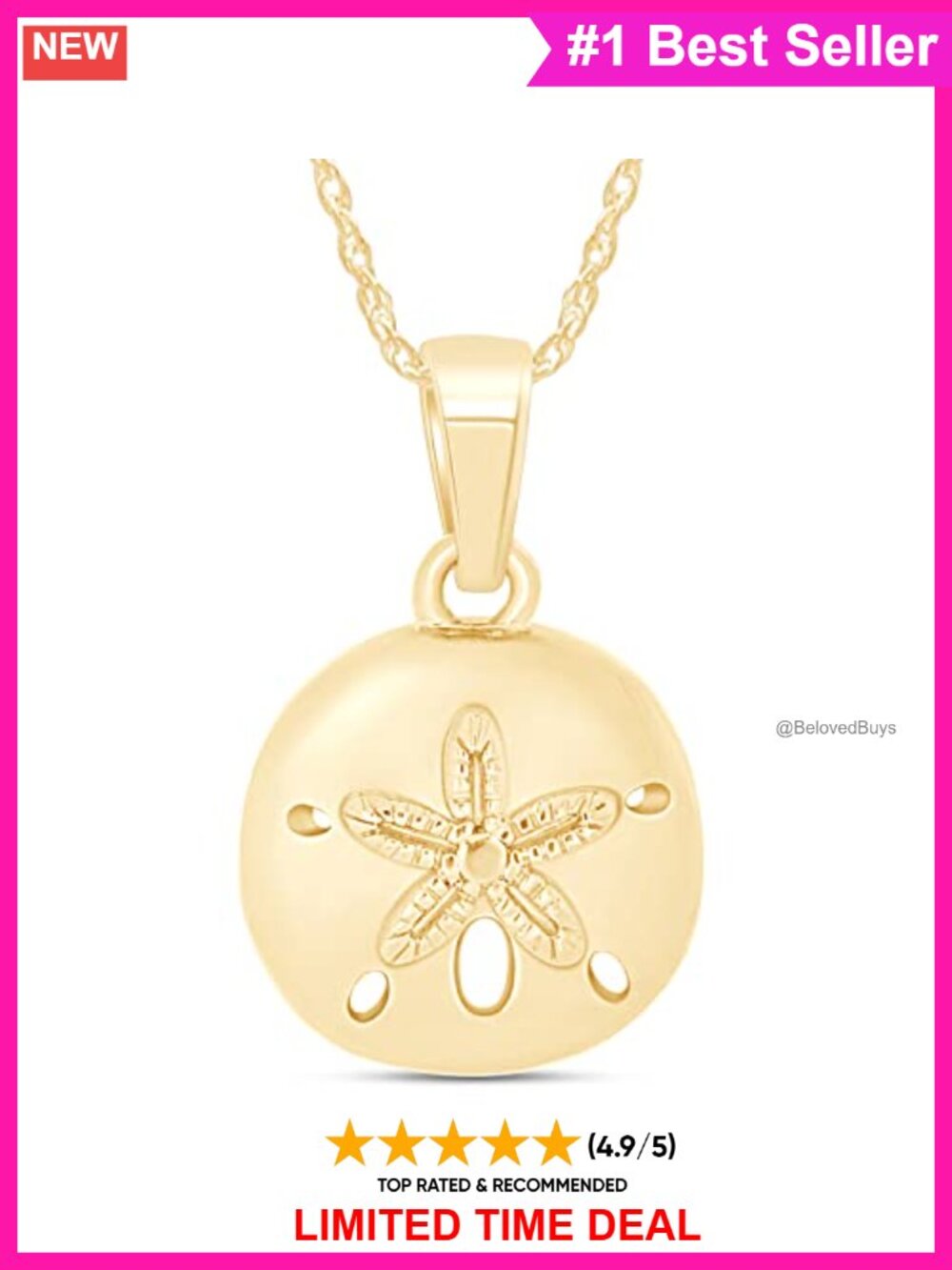 14K Gold Over Sterling Silver Sand Dollar Pendant Necklace